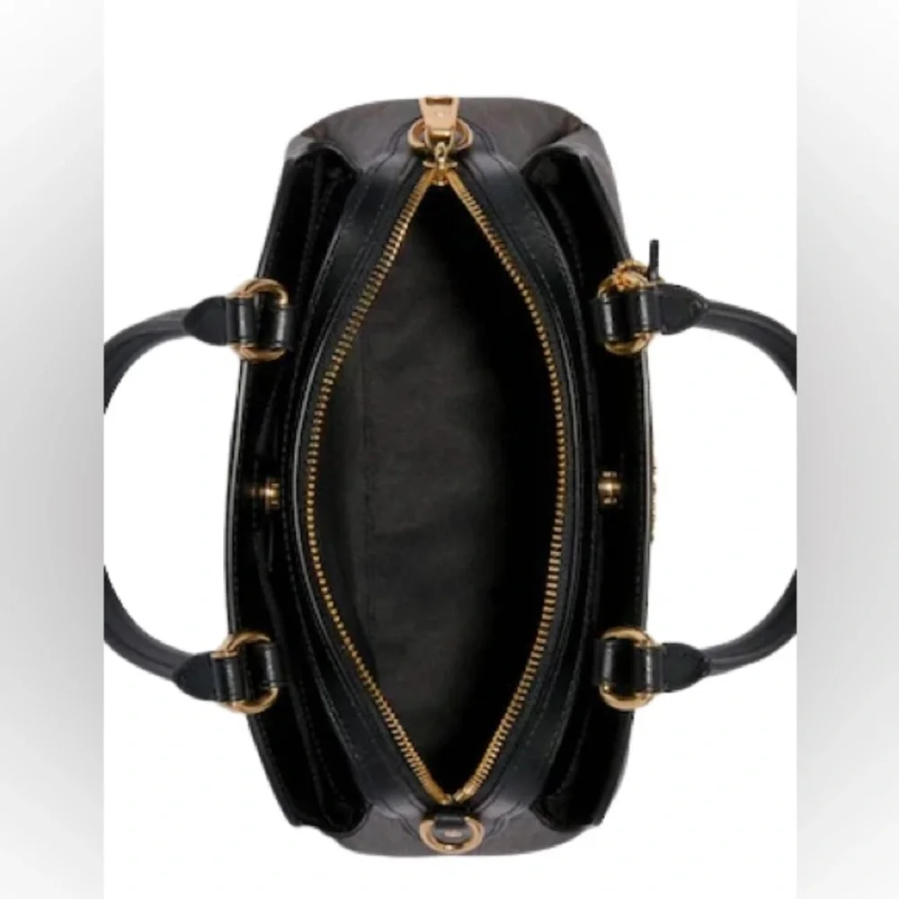 Coach Mini Lillie Carryall in signature coated canvas and smooth black leather. - Picture 12 of 12